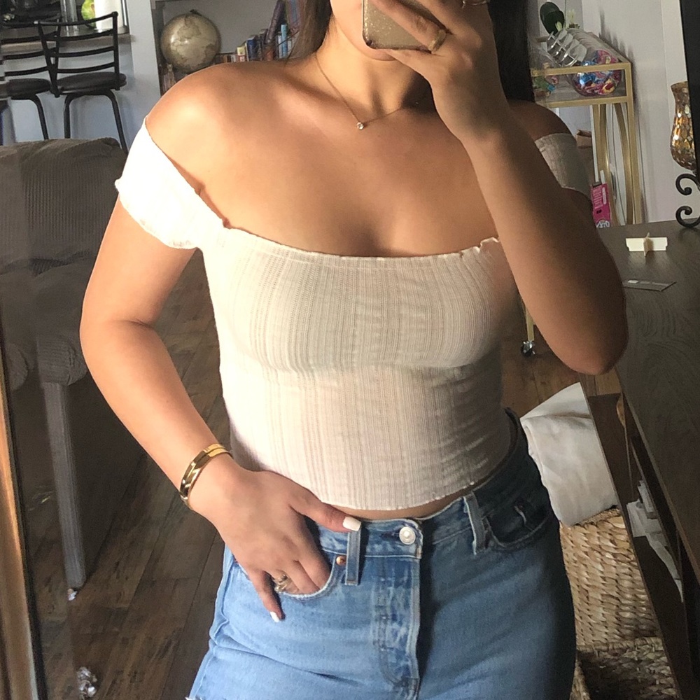 Cream off the shoulder crop top
